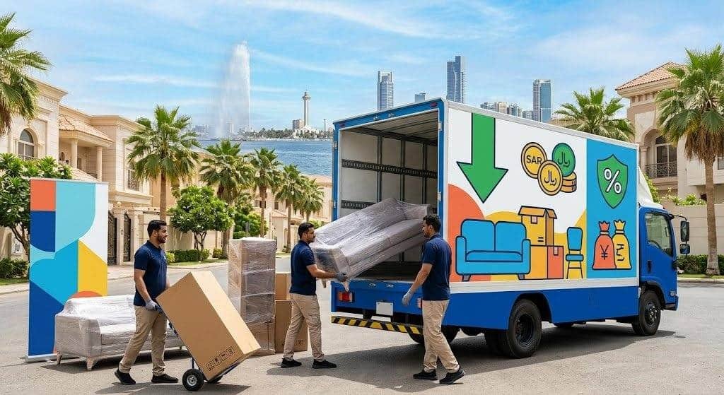 فريق عمل محترف يقوم بتغليف ونقل الأثاث بعناية فائقة ضمن خدمات نقل عفش حي النهضة لضمان حماية الممتلكات ووصولها بأمان تام وبدون أي خدوش.