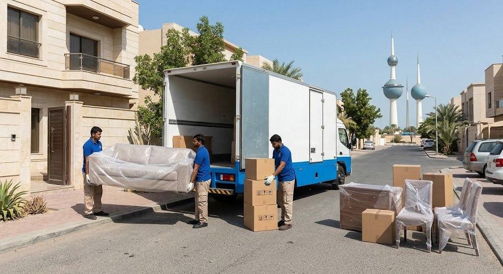 فريق عمل محترف يقوم بأعمال فك وتغليف ونقل العفش بدقة وأمان باستخدام أحدث سيارات النقل والمواد المخصصة ضمن خدمات نقل عفش حي الأندلس لضمان سلامة المنقولات وراحة العملاء.