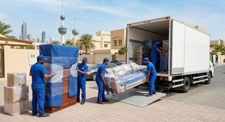 فريق عمل محترف يقوم بفك وتغليف ونقل العفش والأثاث بدقة وأمان باستخدام أحدث سيارات النقل والمواد التغليفية ضمن خدمات نقل عفش حي الثغر لضمان سلامة الممتلكات وراحة العملاء.